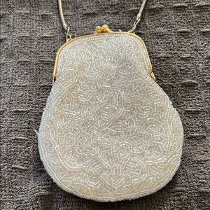Chic Ivory Beaded Clutch